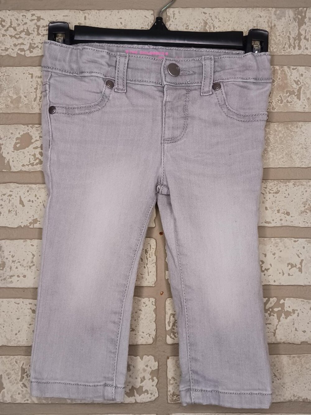 The Childrens Place Girls 12-18M Jegging Pants Jeans Gray Stretch Waist (Read)